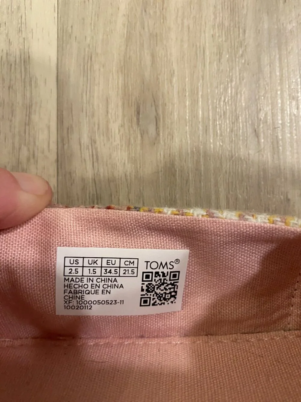TOMS Kids Alpargata Slip On Shoes Pink Tweed Glitter Plaid Size 2.5